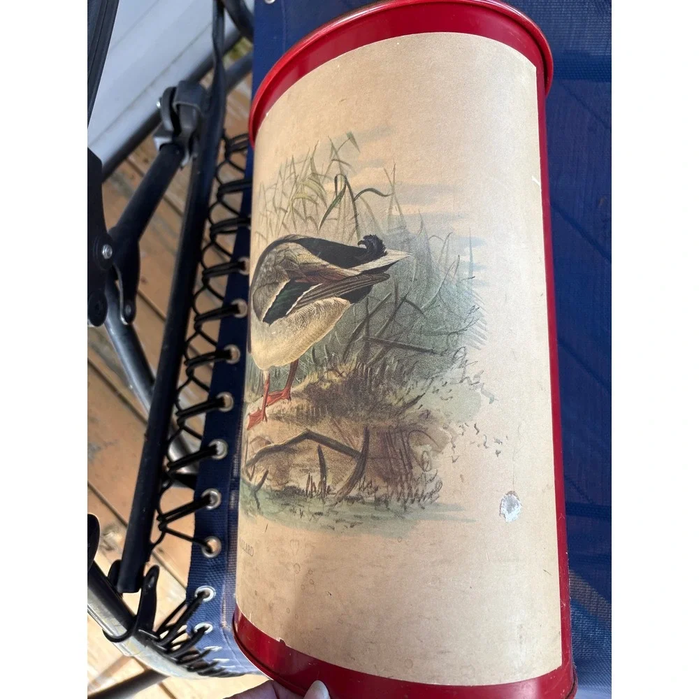 Vintage Keller Charles Philadelphia Mallard Duck Metal Wastebasket Trash Can